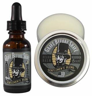 Gentlemen's Blend beard oil and balm with bourbon scent.