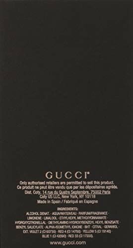 Gucci product box with text and ingredients list.