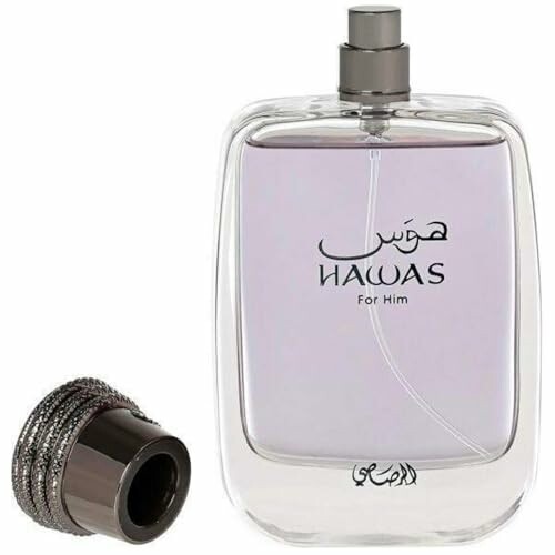 Hawas for Him perfume bottle with cap off