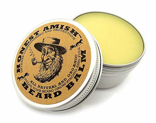 Open tin of Honest Amish beard balm showcasing its texture.