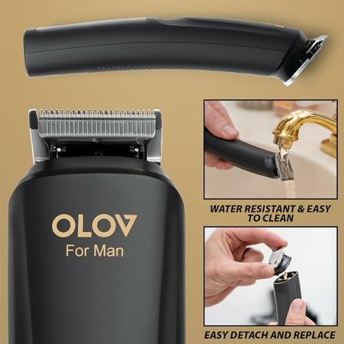 Olov trimmer for men with water resistance and easy detach features.