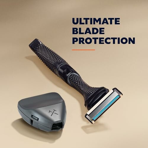 Razor with blade cover, text 'Ultimate Blade Protection'