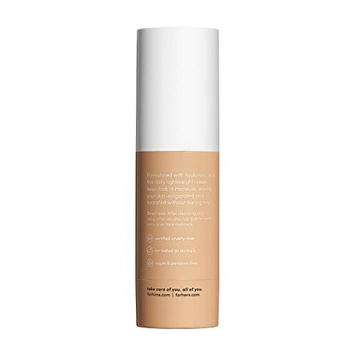 Back view of a skincare product bottle with text.